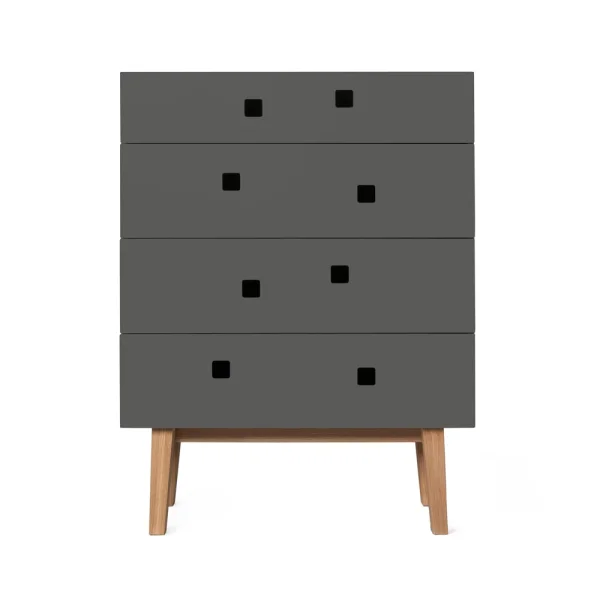 Zweed Commode Peep B3 slate grey, retro, structure en chêne